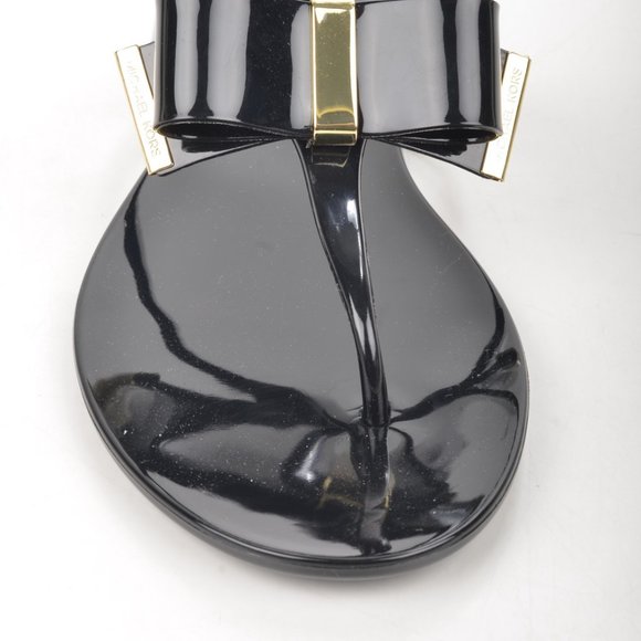 MICHAEL KORS BLACK GOLD Kayden Bow Jelly Thong Flats Sandals! SIZE 8! - Picture 7 of 7